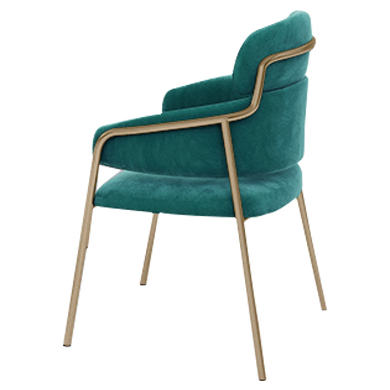 Glam Velvet Arm Dining Chairs Metal Dining Chair for Restaurant Use Blackish Green 1 Piece Clearhalo ' kitchen&dining_furn' 'Dining Chairs' 'Dining Tables & Seating' 'dining_chair' 'furn' 'furn_dining_chair' 'Furniture' 'furniture_dining_chair' 'Kitchen & Dining Furniture' 'kitchen' 4557819