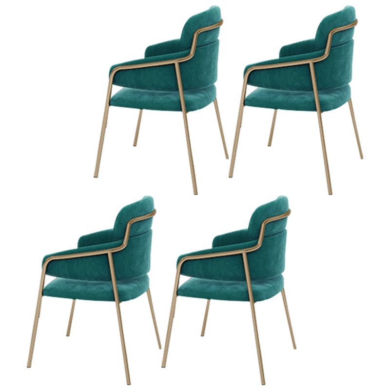 Glam Velvet Arm Dining Chairs Metal Dining Chair for Restaurant Use Blackish Green 4 Piece Set Clearhalo ' kitchen&dining_furn' 'Dining Chairs' 'Dining Tables & Seating' 'dining_chair' 'furn' 'furn_dining_chair' 'Furniture' 'furniture_dining_chair' 'Kitchen & Dining Furniture' 'kitchen' 4557821