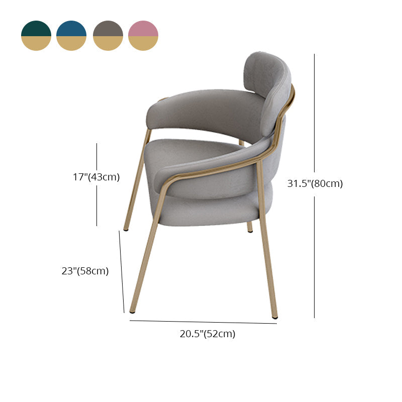 Glam Velvet Arm Dining Chairs Metal Dining Chair for Restaurant Use Clearhalo ' kitchen&dining_furn' 'Dining Chairs' 'Dining Tables & Seating' 'dining_chair' 'furn' 'furn_dining_chair' 'Furniture' 'furniture_dining_chair' 'Kitchen & Dining Furniture' 'kitchen' 4557822