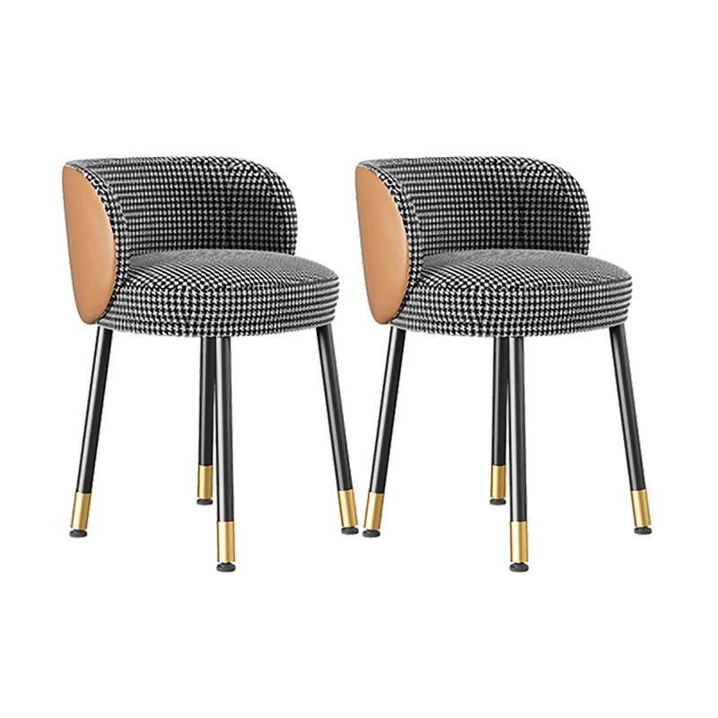 Nordic Style Armless Solid Back Chair Upholstered Side Chairs Black White 2 Piece Set Clearhalo ' kitchen&dining_furn' 'Dining Chairs' 'Dining Tables & Seating' 'dining_chair' 'furn' 'furn_dining_chair' 'Furniture' 'furniture_dining_chair' 'Kitchen & Dining Furniture' 'kitchen' 4557842