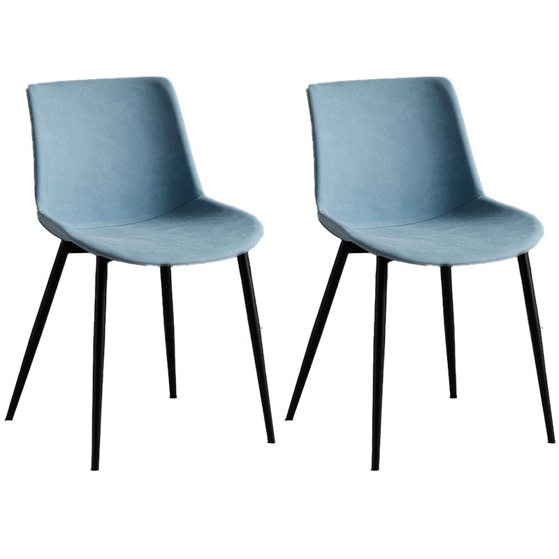 Contemporary Style Dining Chairs Dining Armless Side Chair with Metal Legs Blue 2 Piece Set Clearhalo ' kitchen&dining_furn' 'Dining Chairs' 'Dining Tables & Seating' 'dining_chair' 'furn' 'furn_dining_chair' 'Furniture' 'furniture_dining_chair' 'Kitchen & Dining Furniture' 'kitchen' 4557848