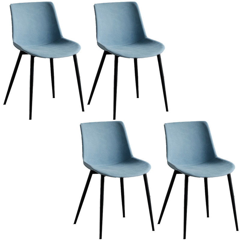Contemporary Style Dining Chairs Dining Armless Side Chair with Metal Legs Blue 4 Piece Set Clearhalo ' kitchen&dining_furn' 'Dining Chairs' 'Dining Tables & Seating' 'dining_chair' 'furn' 'furn_dining_chair' 'Furniture' 'furniture_dining_chair' 'Kitchen & Dining Furniture' 'kitchen' 4557850