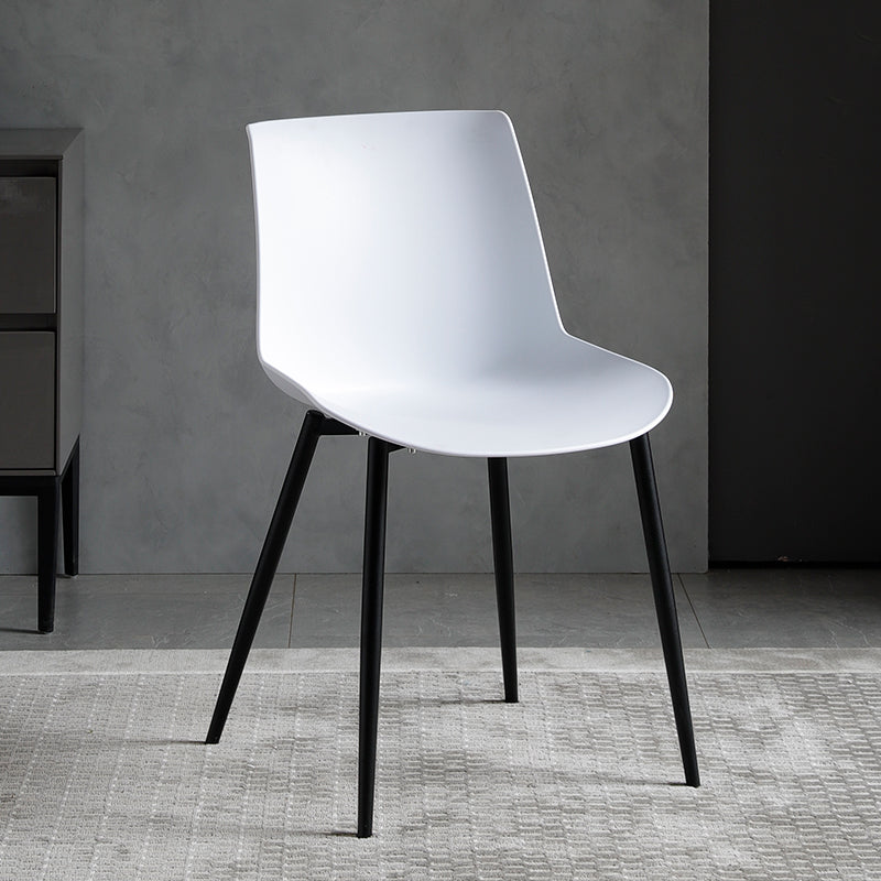 Contemporary Style Dining Chairs Dining Armless Side Chair with Metal Legs White 1 Piece Clearhalo ' kitchen&dining_furn' 'Dining Chairs' 'Dining Tables & Seating' 'dining_chair' 'furn' 'furn_dining_chair' 'Furniture' 'furniture_dining_chair' 'Kitchen & Dining Furniture' 'kitchen' 4557851