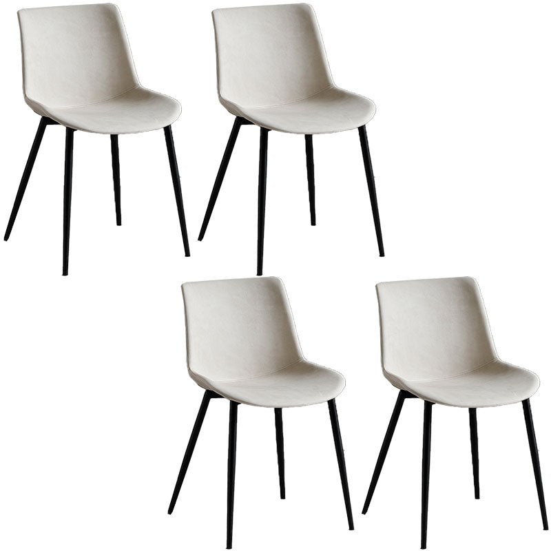 Contemporary Style Dining Chairs Dining Armless Side Chair with Metal Legs Beige 4 Piece Set Clearhalo ' kitchen&dining_furn' 'Dining Chairs' 'Dining Tables & Seating' 'dining_chair' 'furn' 'furn_dining_chair' 'Furniture' 'furniture_dining_chair' 'Kitchen & Dining Furniture' 'kitchen' 4557861