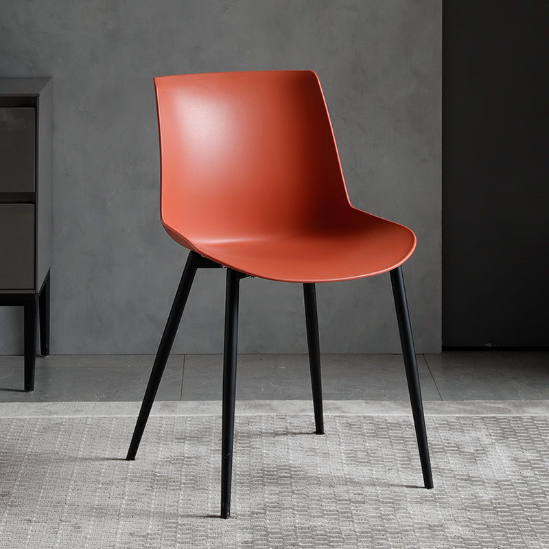 Contemporary Style Dining Chairs Dining Armless Side Chair with Metal Legs Red 1 Piece Clearhalo ' kitchen&dining_furn' 'Dining Chairs' 'Dining Tables & Seating' 'dining_chair' 'furn' 'furn_dining_chair' 'Furniture' 'furniture_dining_chair' 'Kitchen & Dining Furniture' 'kitchen' 4557868