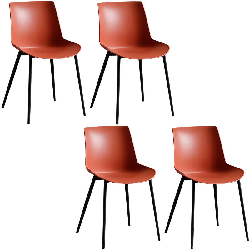 Contemporary Style Dining Chairs Dining Armless Side Chair with Metal Legs Red 4 Piece Set Clearhalo ' kitchen&dining_furn' 'Dining Chairs' 'Dining Tables & Seating' 'dining_chair' 'furn' 'furn_dining_chair' 'Furniture' 'furniture_dining_chair' 'Kitchen & Dining Furniture' 'kitchen' 4557870