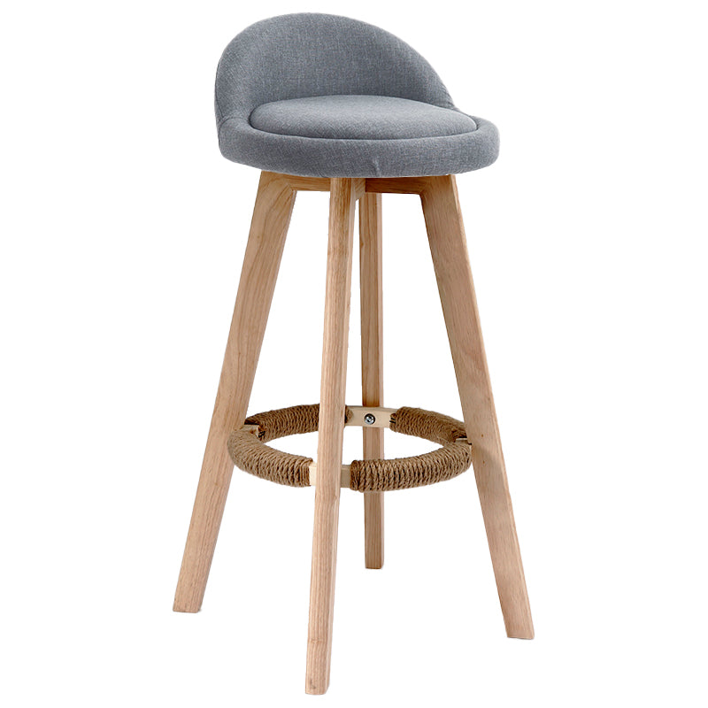 Scandinavia Bar-stool Wooden Legs Round Seat Bar Stool for Kitchen Grey 1 Piece Clearhalo 'Bar Furniture' 'Bar Stools' 'bar_stools' 'furn' 'furn_bar_stools' 'furniture_bar_stools' 'Kitchen & Dining Furniture' 'kitchen&dining_furn' 'kitchen' 'kitchen_furn' Furniture' 4558629