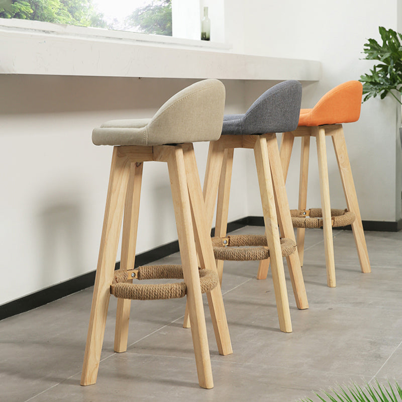 Scandinavia Bar-stool Wooden Legs Round Seat Bar Stool for Kitchen Clearhalo 'Bar Furniture' 'Bar Stools' 'bar_stools' 'furn' 'furn_bar_stools' 'furniture_bar_stools' 'Kitchen & Dining Furniture' 'kitchen&dining_furn' 'kitchen' 'kitchen_furn' Furniture' 4558630