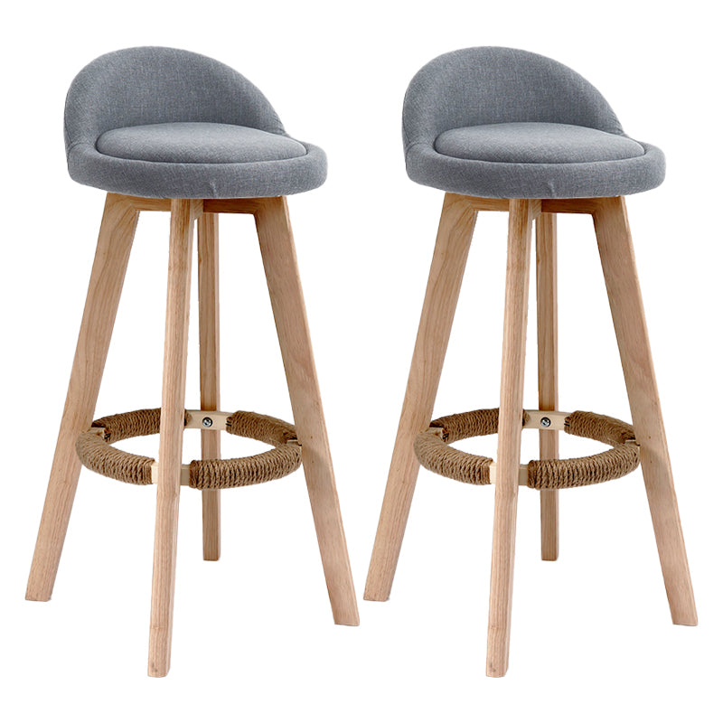 Scandinavia Bar-stool Wooden Legs Round Seat Bar Stool for Kitchen Grey 2 Piece Set Clearhalo 'Bar Furniture' 'Bar Stools' 'bar_stools' 'furn' 'furn_bar_stools' 'furniture_bar_stools' 'Kitchen & Dining Furniture' 'kitchen&dining_furn' 'kitchen' 'kitchen_furn' Furniture' 4558631