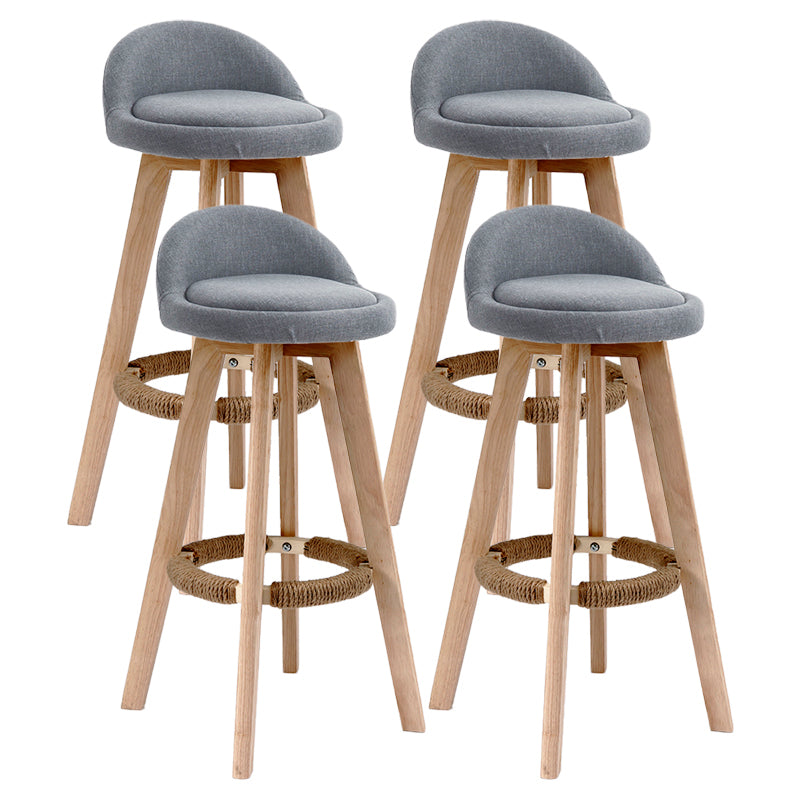 Scandinavia Bar-stool Wooden Legs Round Seat Bar Stool for Kitchen Grey 4 Piece Set Clearhalo 'Bar Furniture' 'Bar Stools' 'bar_stools' 'furn' 'furn_bar_stools' 'furniture_bar_stools' 'Kitchen & Dining Furniture' 'kitchen&dining_furn' 'kitchen' 'kitchen_furn' Furniture' 4558632