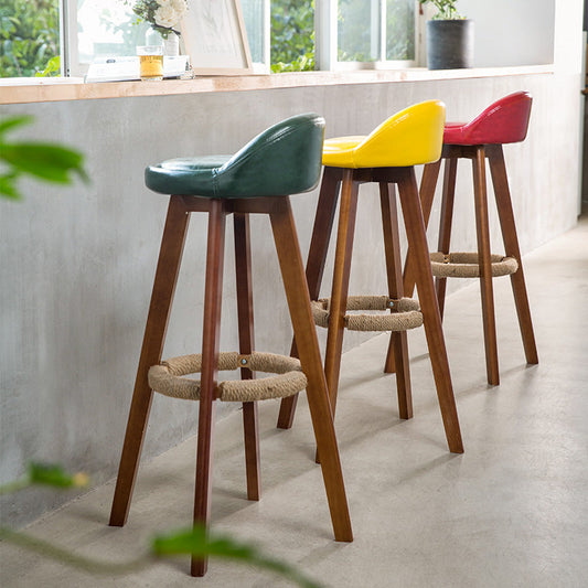 Scandinavia Bar-stool Wooden Legs Round Seat Bar Stool for Kitchen Clearhalo 'Bar Furniture' 'Bar Stools' 'bar_stools' 'furn' 'furn_bar_stools' 'furniture_bar_stools' 'Kitchen & Dining Furniture' 'kitchen&dining_furn' 'kitchen' 'kitchen_furn' Furniture' 4558633