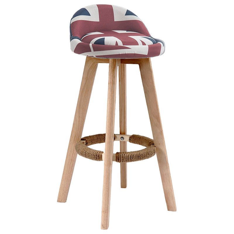 Scandinavia Bar-stool Wooden Legs Round Seat Bar Stool for Kitchen Floral 1 Piece Clearhalo 'Bar Furniture' 'Bar Stools' 'bar_stools' 'furn' 'furn_bar_stools' 'furniture_bar_stools' 'Kitchen & Dining Furniture' 'kitchen&dining_furn' 'kitchen' 'kitchen_furn' Furniture' 4558635