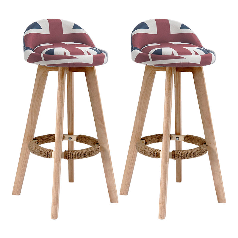 Scandinavia Bar-stool Wooden Legs Round Seat Bar Stool for Kitchen Floral 2 Piece Set Clearhalo 'Bar Furniture' 'Bar Stools' 'bar_stools' 'furn' 'furn_bar_stools' 'furniture_bar_stools' 'Kitchen & Dining Furniture' 'kitchen&dining_furn' 'kitchen' 'kitchen_furn' Furniture' 4558636