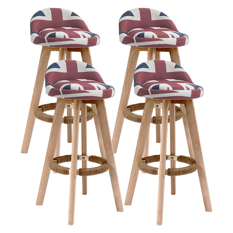 Scandinavia Bar-stool Wooden Legs Round Seat Bar Stool for Kitchen Floral 4 Piece Set Clearhalo 'Bar Furniture' 'Bar Stools' 'bar_stools' 'furn' 'furn_bar_stools' 'furniture_bar_stools' 'Kitchen & Dining Furniture' 'kitchen&dining_furn' 'kitchen' 'kitchen_furn' Furniture' 4558638