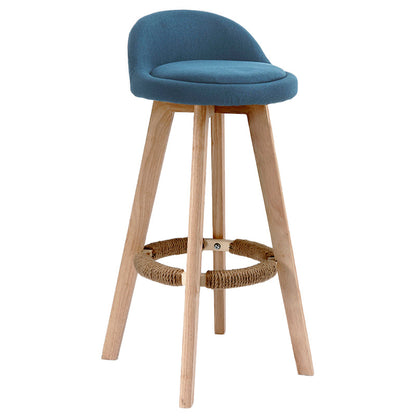Scandinavia Bar-stool Wooden Legs Round Seat Bar Stool for Kitchen Dark Blue 1 Piece Clearhalo 'Bar Furniture' 'Bar Stools' 'bar_stools' 'furn' 'furn_bar_stools' 'furniture_bar_stools' 'Kitchen & Dining Furniture' 'kitchen&dining_furn' 'kitchen' 'kitchen_furn' Furniture' 4558641