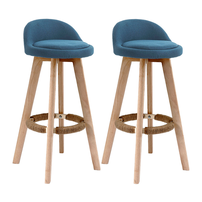 Scandinavia Bar-stool Wooden Legs Round Seat Bar Stool for Kitchen Dark Blue 2 Piece Set Clearhalo 'Bar Furniture' 'Bar Stools' 'bar_stools' 'furn' 'furn_bar_stools' 'furniture_bar_stools' 'Kitchen & Dining Furniture' 'kitchen&dining_furn' 'kitchen' 'kitchen_furn' Furniture' 4558643
