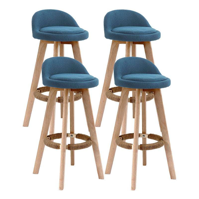 Scandinavia Bar-stool Wooden Legs Round Seat Bar Stool for Kitchen Dark Blue 4 Piece Set Clearhalo 'Bar Furniture' 'Bar Stools' 'bar_stools' 'furn' 'furn_bar_stools' 'furniture_bar_stools' 'Kitchen & Dining Furniture' 'kitchen&dining_furn' 'kitchen' 'kitchen_furn' Furniture' 4558644