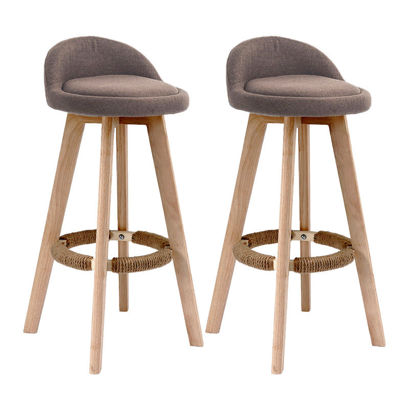 Scandinavia Bar-stool Wooden Legs Round Seat Bar Stool for Kitchen Brown 2 Piece Set Clearhalo 'Bar Furniture' 'Bar Stools' 'bar_stools' 'furn' 'furn_bar_stools' 'furniture_bar_stools' 'Kitchen & Dining Furniture' 'kitchen&dining_furn' 'kitchen' 'kitchen_furn' Furniture' 4558647