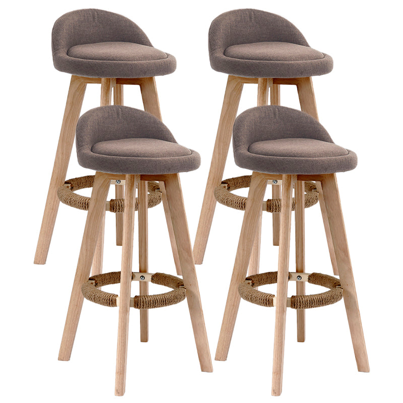 Scandinavia Bar-stool Wooden Legs Round Seat Bar Stool for Kitchen Brown 4 Piece Set Clearhalo 'Bar Furniture' 'Bar Stools' 'bar_stools' 'furn' 'furn_bar_stools' 'furniture_bar_stools' 'Kitchen & Dining Furniture' 'kitchen&dining_furn' 'kitchen' 'kitchen_furn' Furniture' 4558648