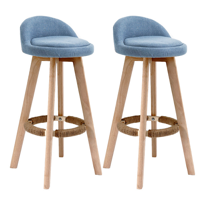 Scandinavia Bar-stool Wooden Legs Round Seat Bar Stool for Kitchen Blue 2 Piece Set Clearhalo 'Bar Furniture' 'Bar Stools' 'bar_stools' 'furn' 'furn_bar_stools' 'furniture_bar_stools' 'Kitchen & Dining Furniture' 'kitchen&dining_furn' 'kitchen' 'kitchen_furn' Furniture' 4558650