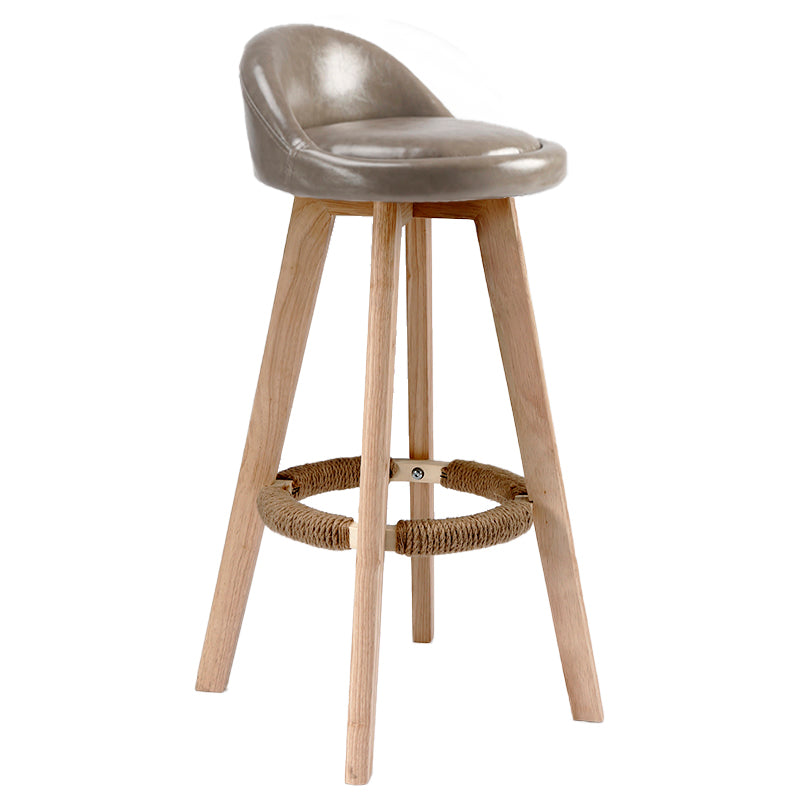 Scandinavia Bar-stool Wooden Legs Round Seat Bar Stool for Kitchen Smoke Gray 1 Piece Clearhalo 'Bar Furniture' 'Bar Stools' 'bar_stools' 'furn' 'furn_bar_stools' 'furniture_bar_stools' 'Kitchen & Dining Furniture' 'kitchen&dining_furn' 'kitchen' 'kitchen_furn' Furniture' 4558652