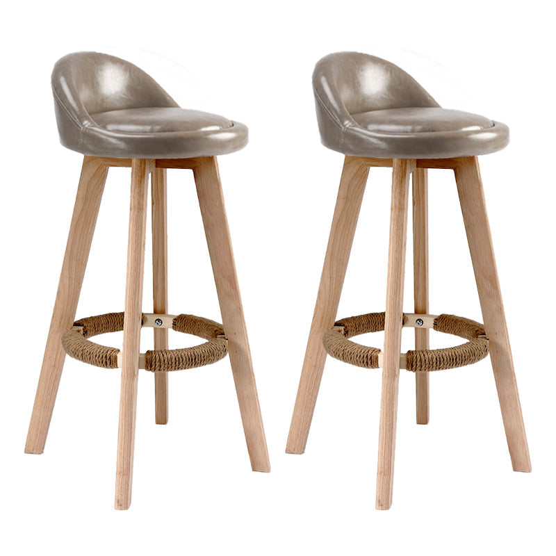 Scandinavia Bar-stool Wooden Legs Round Seat Bar Stool for Kitchen Smoke Gray 2 Piece Set Clearhalo 'Bar Furniture' 'Bar Stools' 'bar_stools' 'furn' 'furn_bar_stools' 'furniture_bar_stools' 'Kitchen & Dining Furniture' 'kitchen&dining_furn' 'kitchen' 'kitchen_furn' Furniture' 4558653