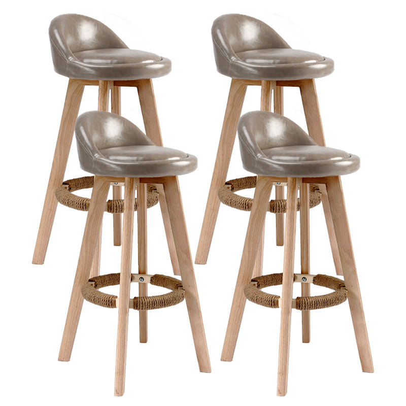 Scandinavia Bar-stool Wooden Legs Round Seat Bar Stool for Kitchen Smoke Gray 4 Piece Set Clearhalo 'Bar Furniture' 'Bar Stools' 'bar_stools' 'furn' 'furn_bar_stools' 'furniture_bar_stools' 'Kitchen & Dining Furniture' 'kitchen&dining_furn' 'kitchen' 'kitchen_furn' Furniture' 4558654