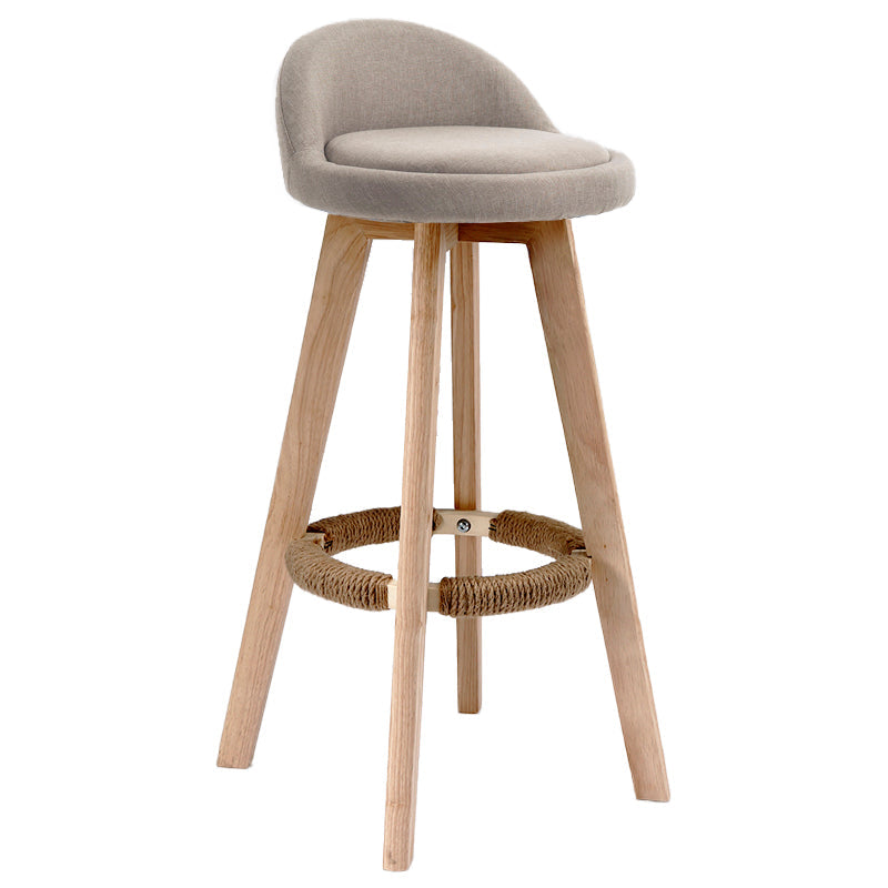 Scandinavia Bar-stool Wooden Legs Round Seat Bar Stool for Kitchen Khaki 1 Piece Clearhalo 'Bar Furniture' 'Bar Stools' 'bar_stools' 'furn' 'furn_bar_stools' 'furniture_bar_stools' 'Kitchen & Dining Furniture' 'kitchen&dining_furn' 'kitchen' 'kitchen_furn' Furniture' 4558655