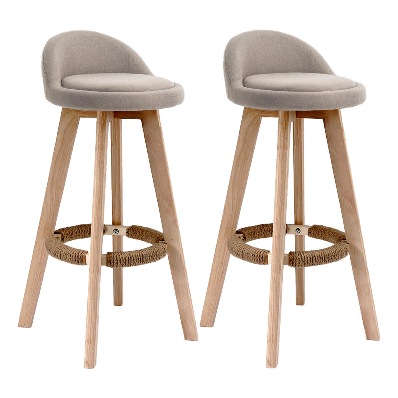 Scandinavia Bar-stool Wooden Legs Round Seat Bar Stool for Kitchen Khaki 2 Piece Set Clearhalo 'Bar Furniture' 'Bar Stools' 'bar_stools' 'furn' 'furn_bar_stools' 'furniture_bar_stools' 'Kitchen & Dining Furniture' 'kitchen&dining_furn' 'kitchen' 'kitchen_furn' Furniture' 4558656