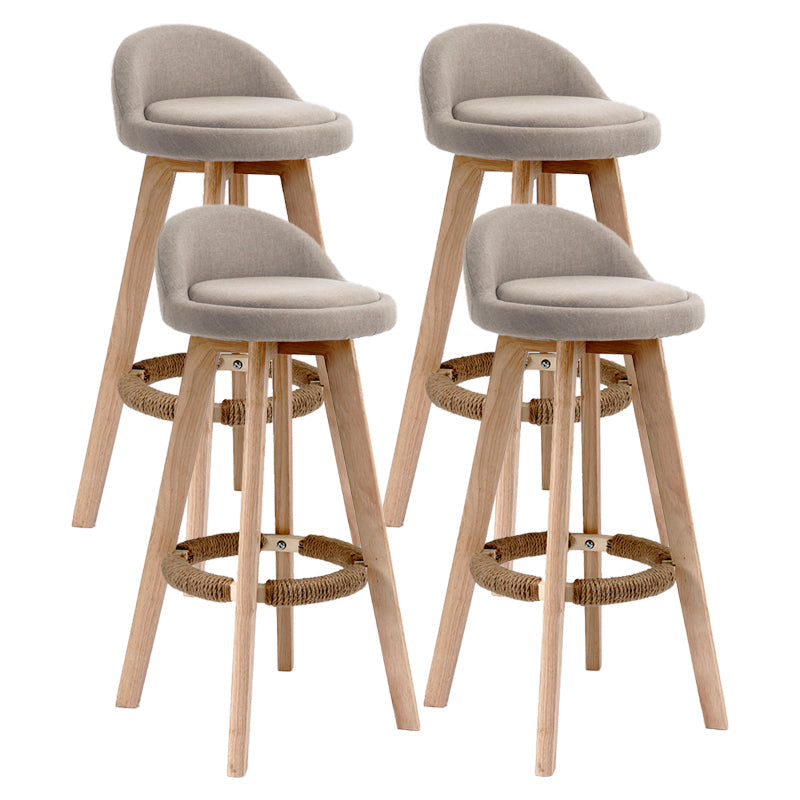 Scandinavia Bar-stool Wooden Legs Round Seat Bar Stool for Kitchen Khaki 4 Piece Set Clearhalo 'Bar Furniture' 'Bar Stools' 'bar_stools' 'furn' 'furn_bar_stools' 'furniture_bar_stools' 'Kitchen & Dining Furniture' 'kitchen&dining_furn' 'kitchen' 'kitchen_furn' Furniture' 4558657