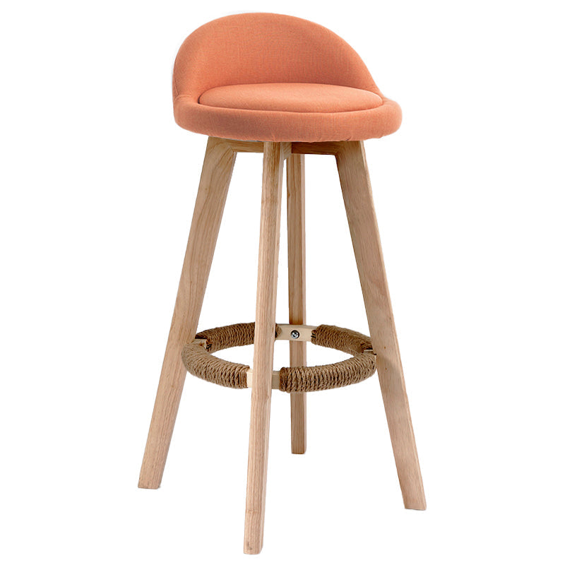 Scandinavia Bar-stool Wooden Legs Round Seat Bar Stool for Kitchen Orange 1 Piece Clearhalo 'Bar Furniture' 'Bar Stools' 'bar_stools' 'furn' 'furn_bar_stools' 'furniture_bar_stools' 'Kitchen & Dining Furniture' 'kitchen&dining_furn' 'kitchen' 'kitchen_furn' Furniture' 4558658