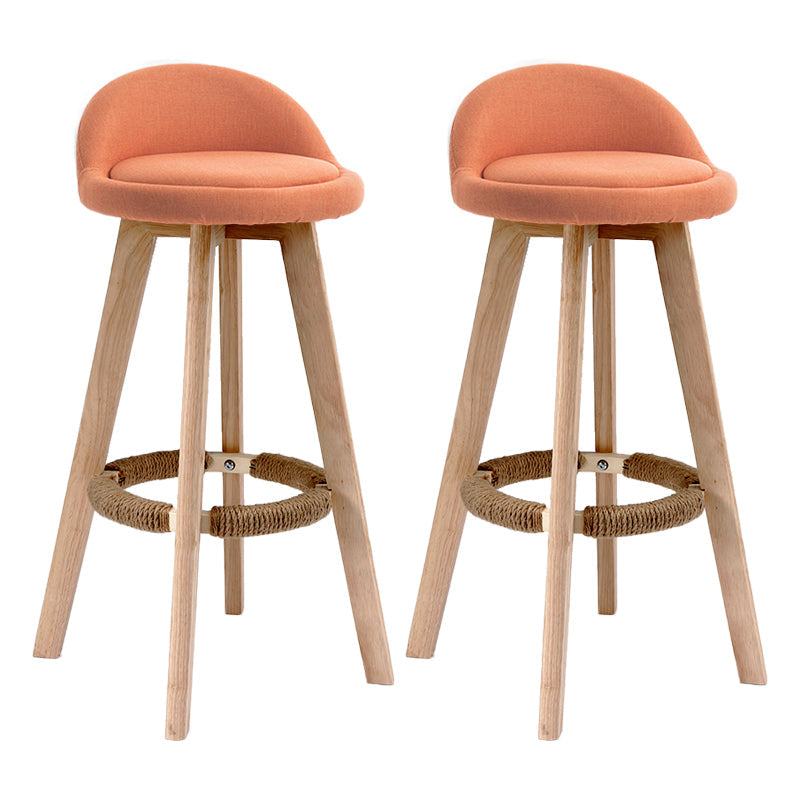 Scandinavia Bar-stool Wooden Legs Round Seat Bar Stool for Kitchen Orange 2 Piece Set Clearhalo 'Bar Furniture' 'Bar Stools' 'bar_stools' 'furn' 'furn_bar_stools' 'furniture_bar_stools' 'Kitchen & Dining Furniture' 'kitchen&dining_furn' 'kitchen' 'kitchen_furn' Furniture' 4558659