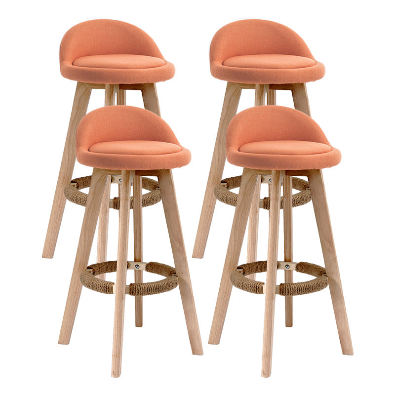 Scandinavia Bar-stool Wooden Legs Round Seat Bar Stool for Kitchen Orange 4 Piece Set Clearhalo 'Bar Furniture' 'Bar Stools' 'bar_stools' 'furn' 'furn_bar_stools' 'furniture_bar_stools' 'Kitchen & Dining Furniture' 'kitchen&dining_furn' 'kitchen' 'kitchen_furn' Furniture' 4558660