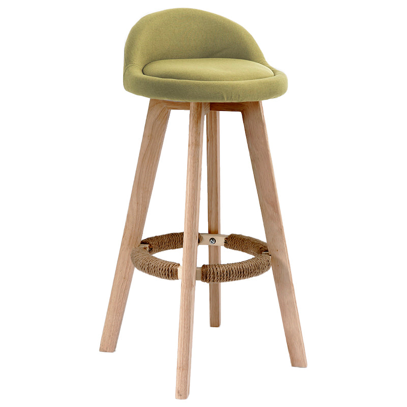 Scandinavia Bar-stool Wooden Legs Round Seat Bar Stool for Kitchen Green 1 Piece Clearhalo 'Bar Furniture' 'Bar Stools' 'bar_stools' 'furn' 'furn_bar_stools' 'furniture_bar_stools' 'Kitchen & Dining Furniture' 'kitchen&dining_furn' 'kitchen' 'kitchen_furn' Furniture' 4558661