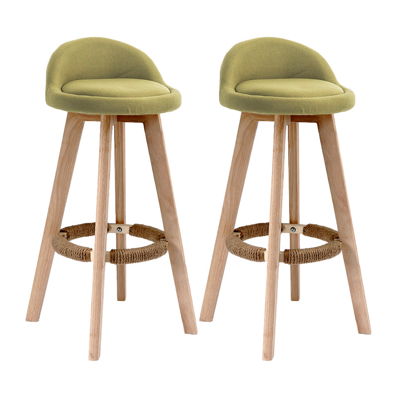 Scandinavia Bar-stool Wooden Legs Round Seat Bar Stool for Kitchen Green 2 Piece Set Clearhalo 'Bar Furniture' 'Bar Stools' 'bar_stools' 'furn' 'furn_bar_stools' 'furniture_bar_stools' 'Kitchen & Dining Furniture' 'kitchen&dining_furn' 'kitchen' 'kitchen_furn' Furniture' 4558662