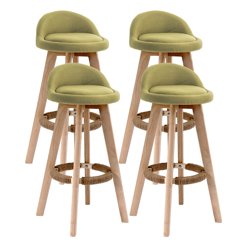 Scandinavia Bar-stool Wooden Legs Round Seat Bar Stool for Kitchen Green 4 Piece Set Clearhalo 'Bar Furniture' 'Bar Stools' 'bar_stools' 'furn' 'furn_bar_stools' 'furniture_bar_stools' 'Kitchen & Dining Furniture' 'kitchen&dining_furn' 'kitchen' 'kitchen_furn' Furniture' 4558663