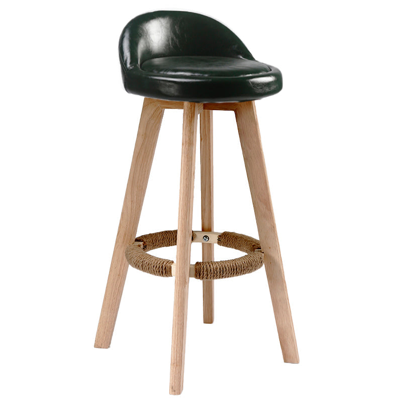 Scandinavia Bar-stool Wooden Legs Round Seat Bar Stool for Kitchen Blackish Green 1 Piece Clearhalo 'Bar Furniture' 'Bar Stools' 'bar_stools' 'furn' 'furn_bar_stools' 'furniture_bar_stools' 'Kitchen & Dining Furniture' 'kitchen&dining_furn' 'kitchen' 'kitchen_furn' Furniture' 4558664