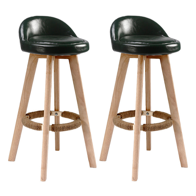 Scandinavia Bar-stool Wooden Legs Round Seat Bar Stool for Kitchen Blackish Green 2 Piece Set Clearhalo 'Bar Furniture' 'Bar Stools' 'bar_stools' 'furn' 'furn_bar_stools' 'furniture_bar_stools' 'Kitchen & Dining Furniture' 'kitchen&dining_furn' 'kitchen' 'kitchen_furn' Furniture' 4558665
