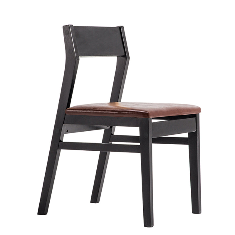 Contemporary Dining Chairs Kitchen Dining Armless Side Chair with Wooden Legs Black Faux Leather 1 Piece Clearhalo ' kitchen&dining_furn' 'Dining Chairs' 'Dining Tables & Seating' 'dining_chair' 'furn' 'furn_dining_chair' 'Furniture' 'furniture_dining_chair' 'Kitchen & Dining Furniture' 'kitchen' 4558711