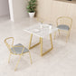 Marble Sled Base Dining Collection Industrial Style Dining Table for Home Gray-Gold 27.6"L x 27.6"W x 29.5"H Without Chairs Clearhalo ' dining_table' 'Dining Tables & Seating' 'Dining Tables' 'furn' 'furn_dining_table' 'Furniture' 'furniture_dining_table' 'Kitchen & Dining Furniture' 'kitchen&dining_furn' 'kitchen' 'kitchen_dining_table' 4558719