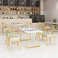 Marble Sled Base Dining Collection Industrial Style Dining Table for Home Gray-Gold 47.2"L x 23.6"W x 29.5"H Without Chairs Clearhalo ' dining_table' 'Dining Tables & Seating' 'Dining Tables' 'furn' 'furn_dining_table' 'Furniture' 'furniture_dining_table' 'Kitchen & Dining Furniture' 'kitchen&dining_furn' 'kitchen' 'kitchen_dining_table' 4558720