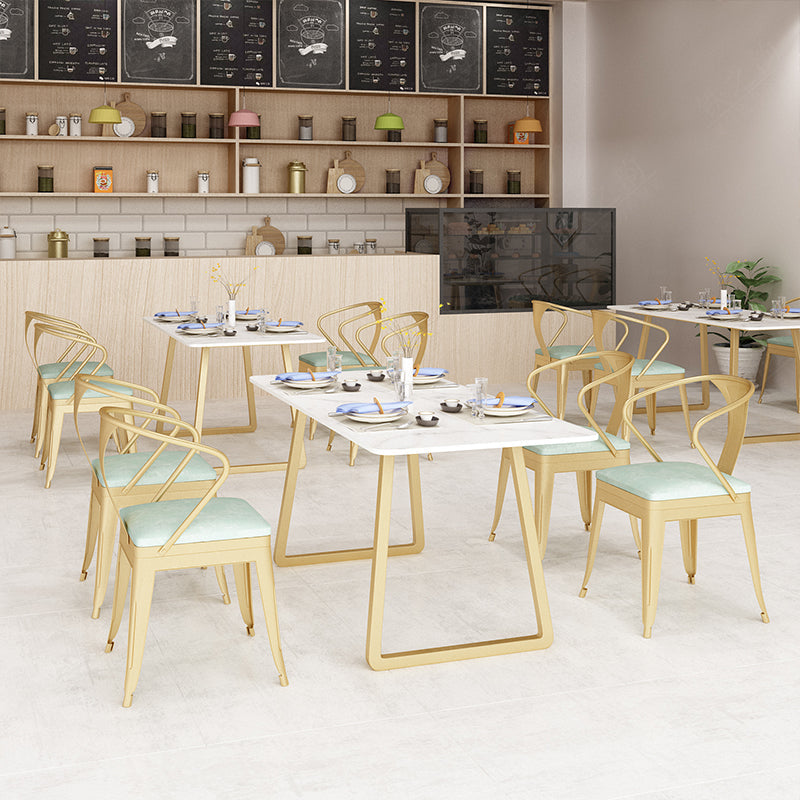 Marble Sled Base Dining Collection Industrial Style Dining Table for Home Gray-Gold 47.2"L x 23.6"W x 29.5"H Without Chairs Clearhalo ' dining_table' 'Dining Tables & Seating' 'Dining Tables' 'furn' 'furn_dining_table' 'Furniture' 'furniture_dining_table' 'Kitchen & Dining Furniture' 'kitchen&dining_furn' 'kitchen' 'kitchen_dining_table' 4558720
