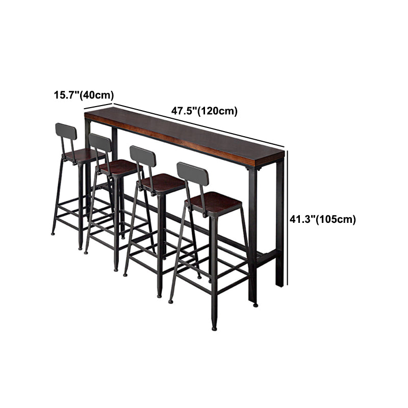 Brown Modern Style Bar Table in Metal and Wood Indoor Counter Table Clearhalo 'Bar Furniture' 'Bar Tables' 'bar_tables' 'furn' 'furn_bar_tables' 'Furniture' 'furniture_bar_tables' 'Kitchen & Dining Furniture' 4570130