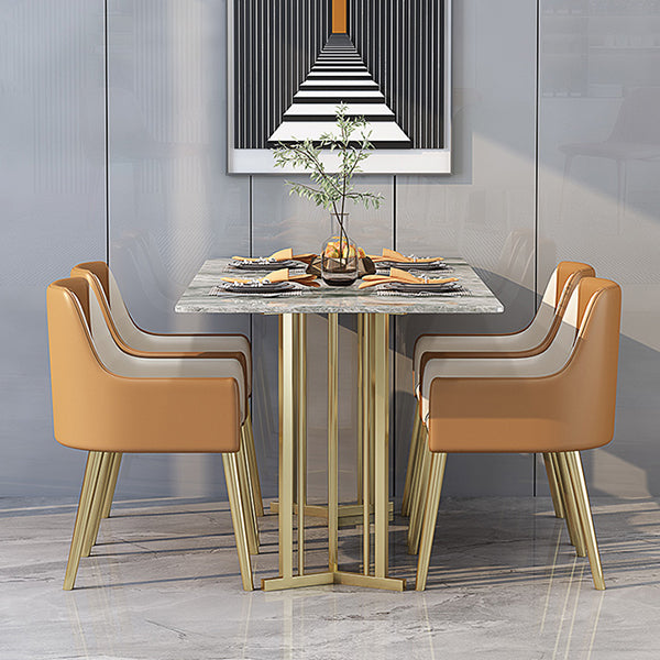 1/2/5/7 Pieces Luxury Dining Set Sintered Stone Dining Table with Leather Chairs Clearhalo 'Dining Room Sets' 'Dining Tables & Seating' 'dining_room_set' 'furn' 'furn_dining_room_set' 'Furniture' 'furniture_dining_room_set' 'Kitchen & Dining Furniture' 'kitchen&dining_furn' 'kitchen' 4570176
