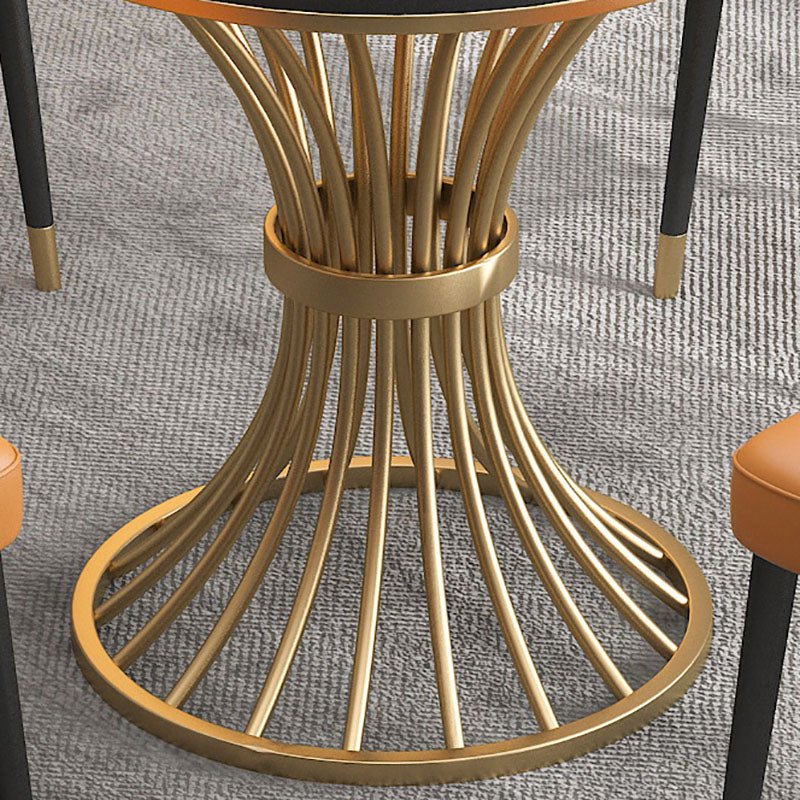 Glam Style 1/3/4/5 Pieces Dining Set Round Sintered Stone Dining Table Set Clearhalo 'Dining Room Sets' 'Dining Tables & Seating' 'dining_room_set' 'furn' 'furn_dining_room_set' 'Furniture' 'furniture_dining_room_set' 'Kitchen & Dining Furniture' 'kitchen&dining_furn' 'kitchen' 4570202