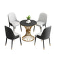 Glam Style 1/3/4/5 Pieces Dining Set Round Sintered Stone Dining Table Set 5 Pieces: Black Table, 4 White Chairs Clearhalo 'Dining Room Sets' 'Dining Tables & Seating' 'dining_room_set' 'furn' 'furn_dining_room_set' 'Furniture' 'furniture_dining_room_set' 'Kitchen & Dining Furniture' 'kitchen&dining_furn' 'kitchen' 4570206
