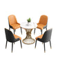 Glam Style 1/3/4/5 Pieces Dining Set Round Sintered Stone Dining Table Set 5 Pieces: White Table, 4 Orange Chairs Clearhalo 'Dining Room Sets' 'Dining Tables & Seating' 'dining_room_set' 'furn' 'furn_dining_room_set' 'Furniture' 'furniture_dining_room_set' 'Kitchen & Dining Furniture' 'kitchen&dining_furn' 'kitchen' 4570207