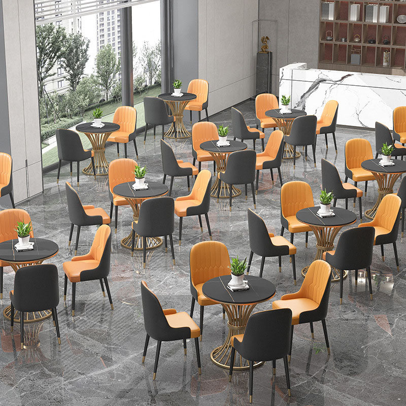 Glam Style 1/3/4/5 Pieces Dining Set Round Sintered Stone Dining Table Set Clearhalo 'Dining Room Sets' 'Dining Tables & Seating' 'dining_room_set' 'furn' 'furn_dining_room_set' 'Furniture' 'furniture_dining_room_set' 'Kitchen & Dining Furniture' 'kitchen&dining_furn' 'kitchen' 4570209