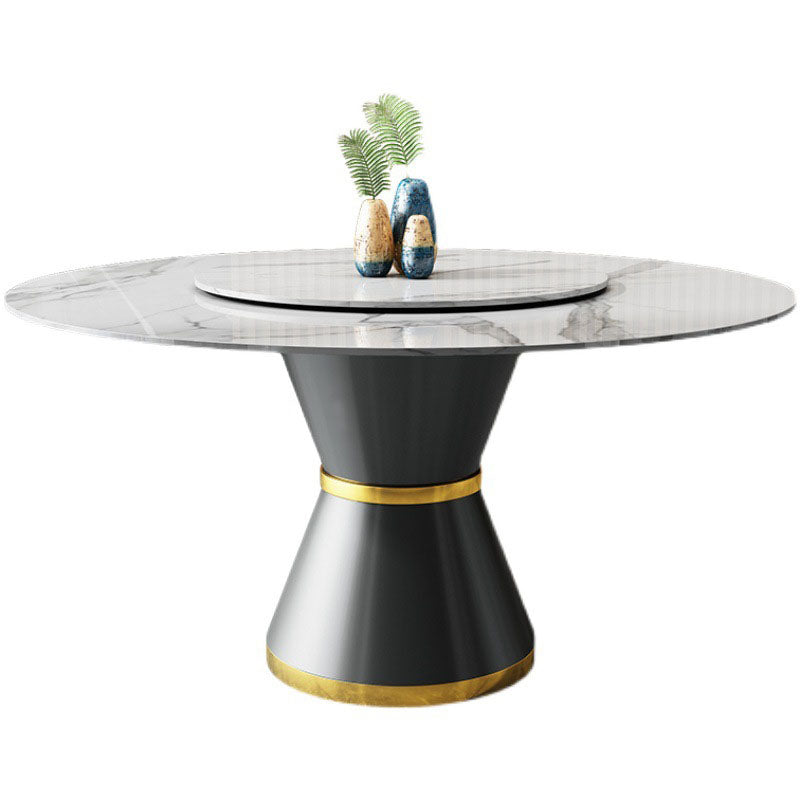 Glam 1/4/5/7 Pieces Table and Chair Set Sintered Stone Dining Table and Chairs White 59"L x 59"W Clearhalo 'Dining Room Sets' 'Dining Tables & Seating' 'dining_room_set' 'furn' 'furn_dining_room_set' 'Furniture' 'furniture_dining_room_set' 'Kitchen & Dining Furniture' 'kitchen&dining_furn' 'kitchen' 4570218