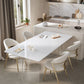 Modern 1/2/5/6 Pieces Acrylic Dining Table Set with White Sintered Stone Top Dinette Set Clearhalo 'Dining Room Sets' 'Dining Tables & Seating' 'dining_room_set' 'furn' 'furn_dining_room_set' 'Furniture' 'furniture_dining_room_set' 'Kitchen & Dining Furniture' 'kitchen&dining_furn' 'kitchen' 4570236